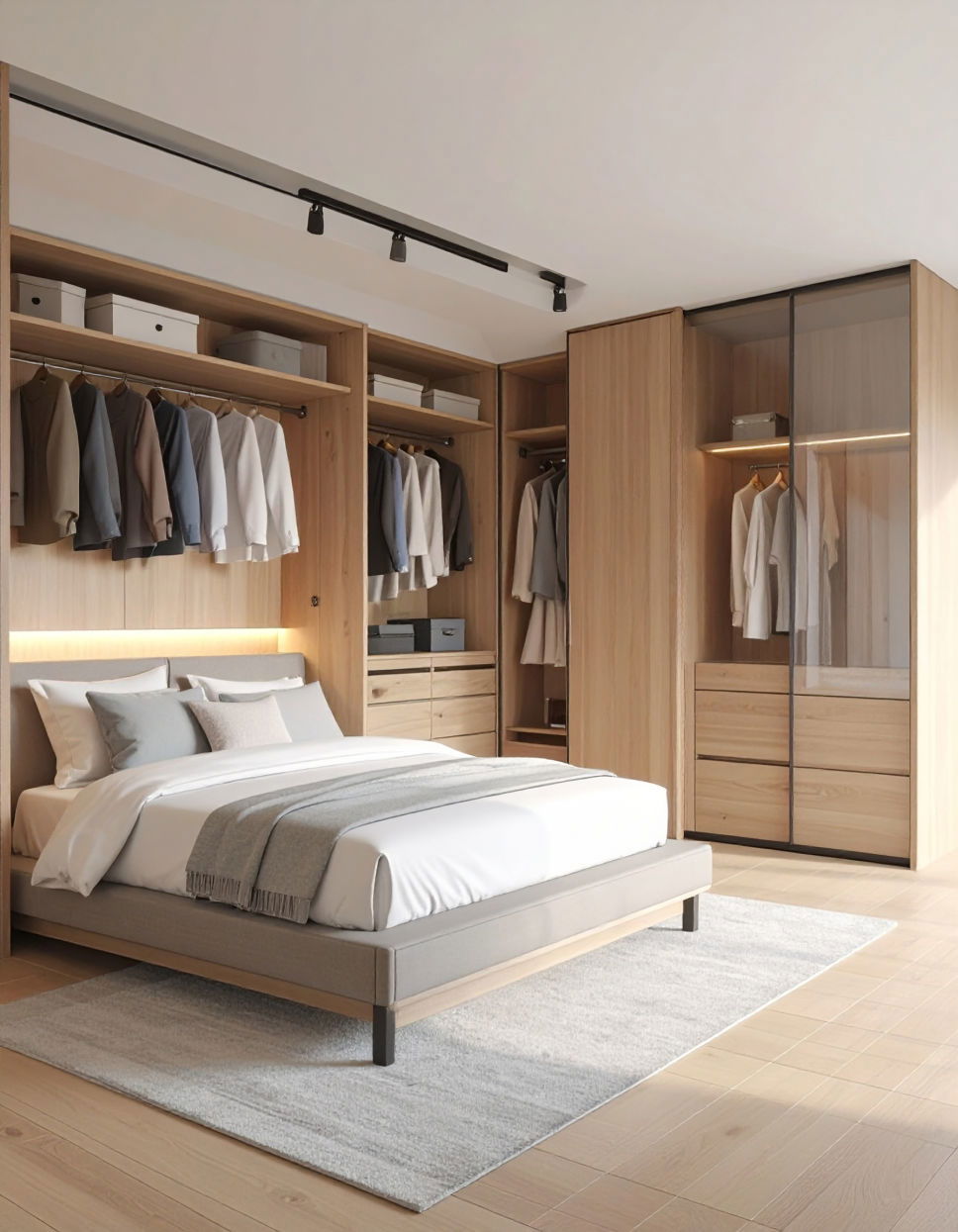 Sliding Door Wardrobes Alongside the Bed