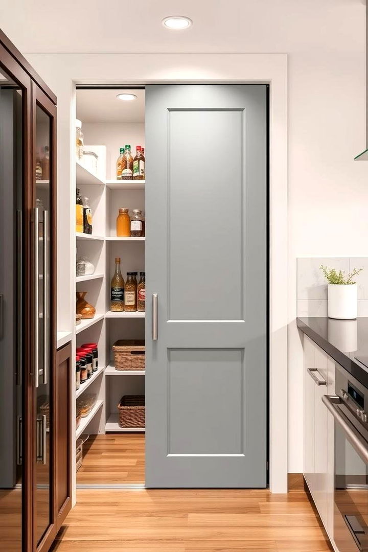 Sliding Pantry Door for Space Saving Design - 25 Walk in Pantry Ideas