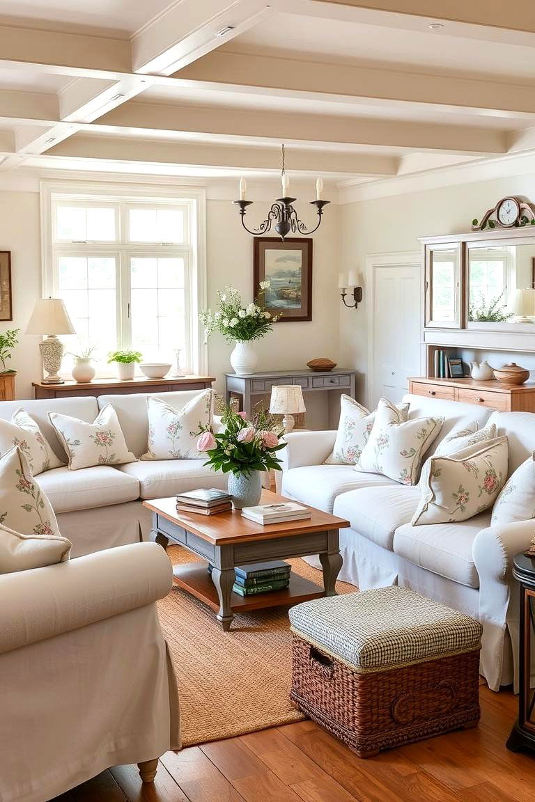 Slipcovered Furniture for Practical Elegance - 25 French Country Living Room Ideas