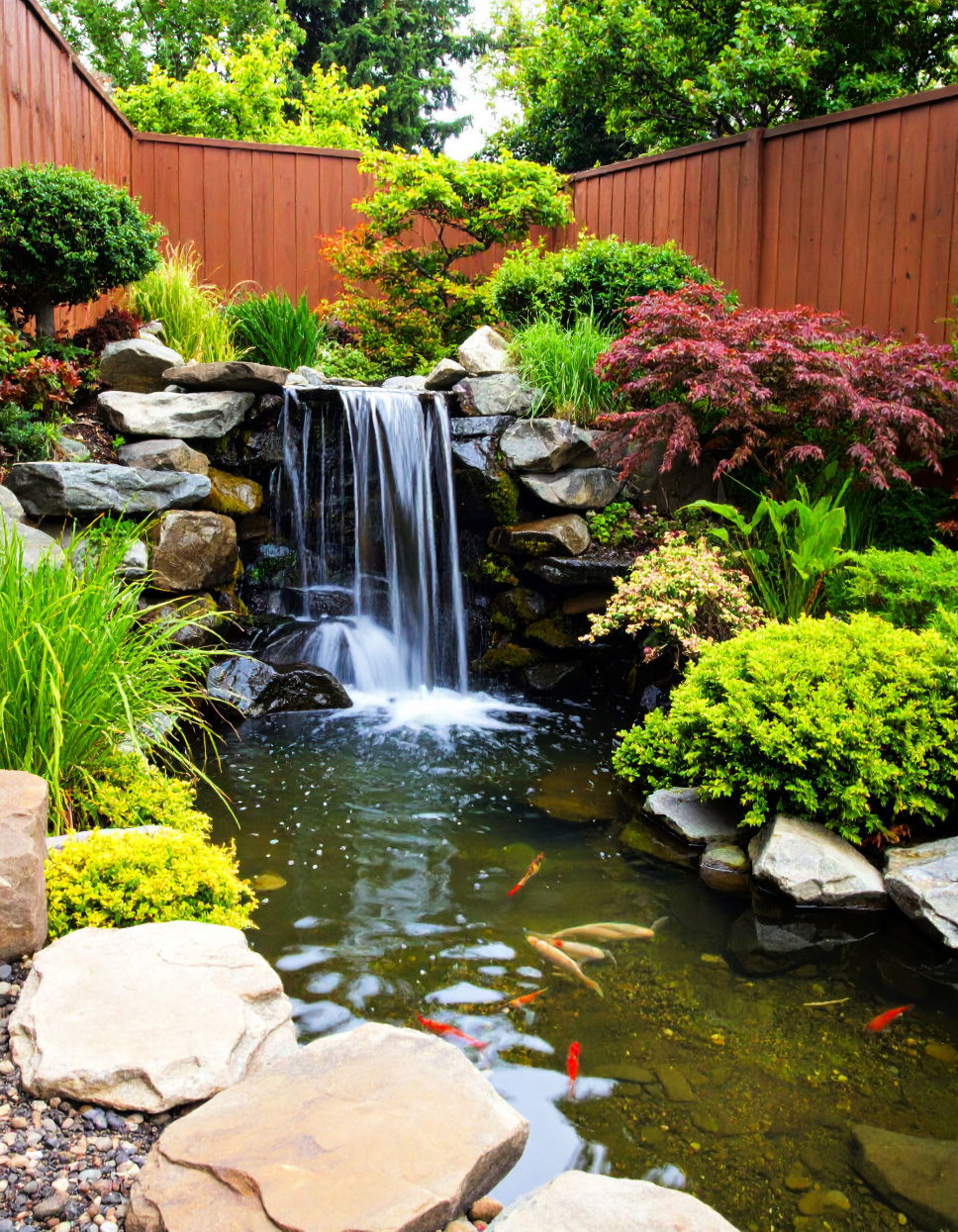 Small Fish Pond With Waterfall