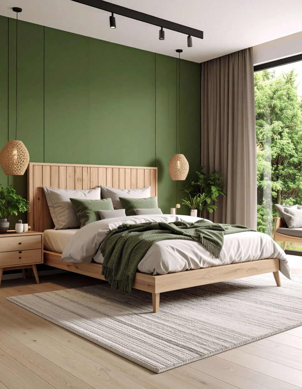 Small Forest Green Bedroom Idea