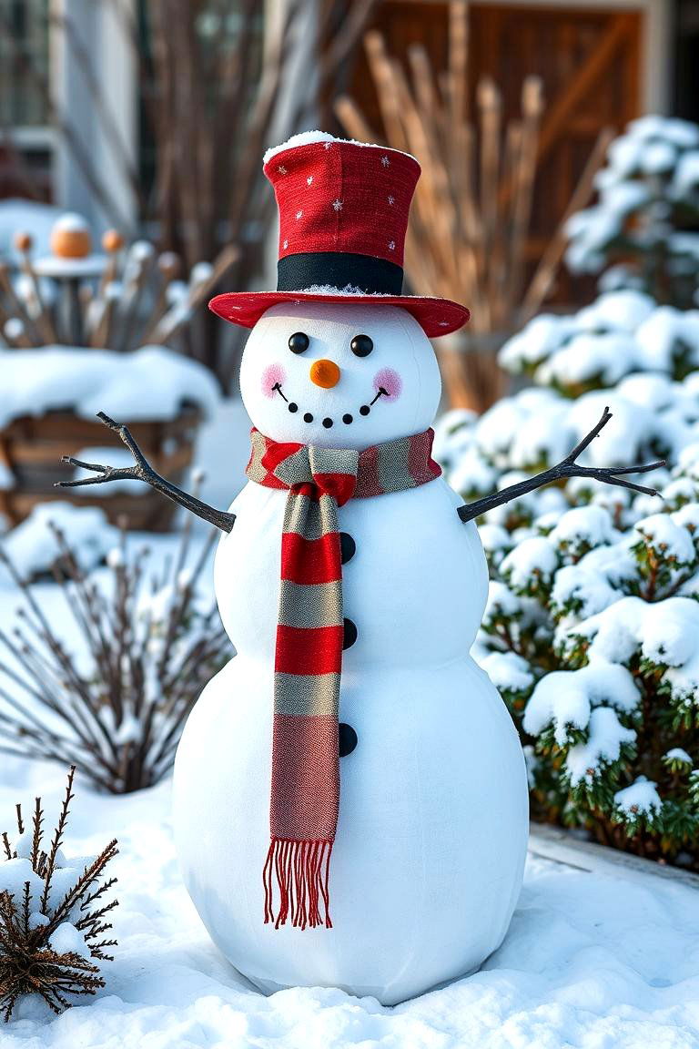 Snowman Scarecrow - 25 Garden Scarecrow Ideas