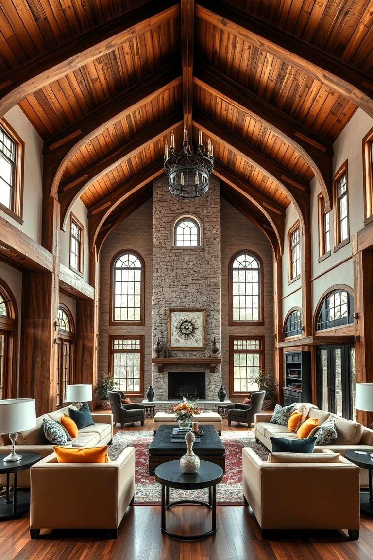 Soaring Ceilings with Exposed Beams - 25 Mansion Living Room Ideas