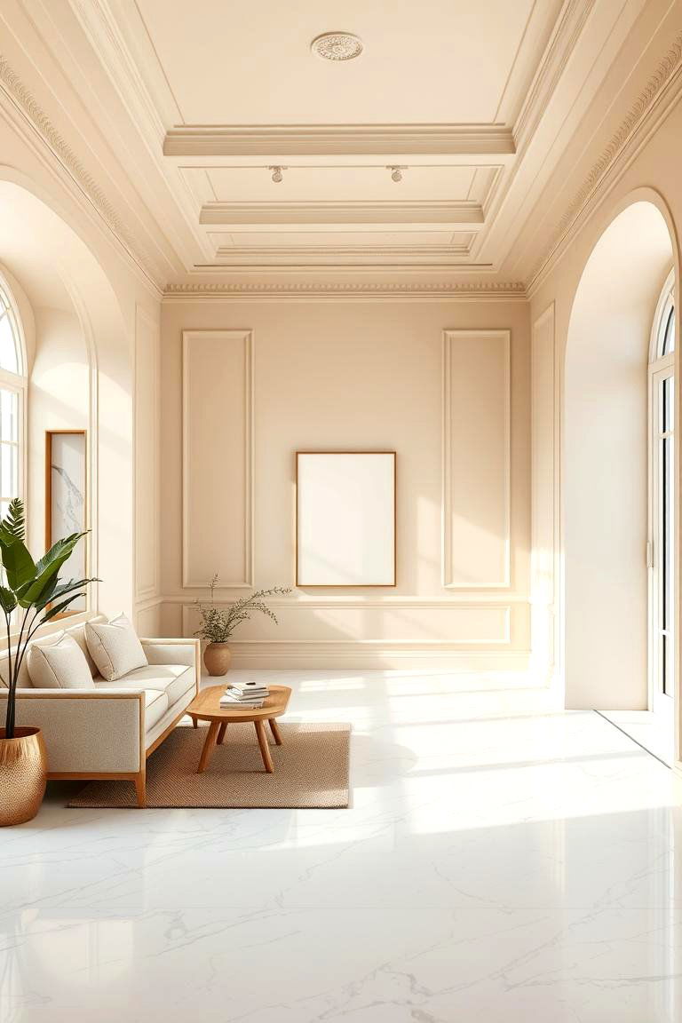 Soft Beige Walls and White Marble Floors - 25 Floor and Wall Color Ideas