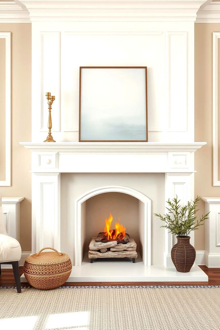 Soft Beige with White Accents for a Balanced Look - 25 Fireplace Paint Ideas