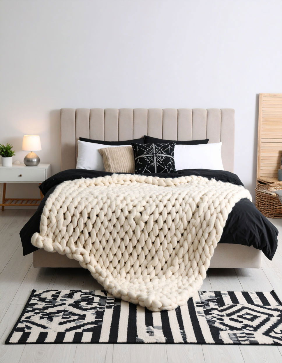 Soft Black and White Throw Blanket