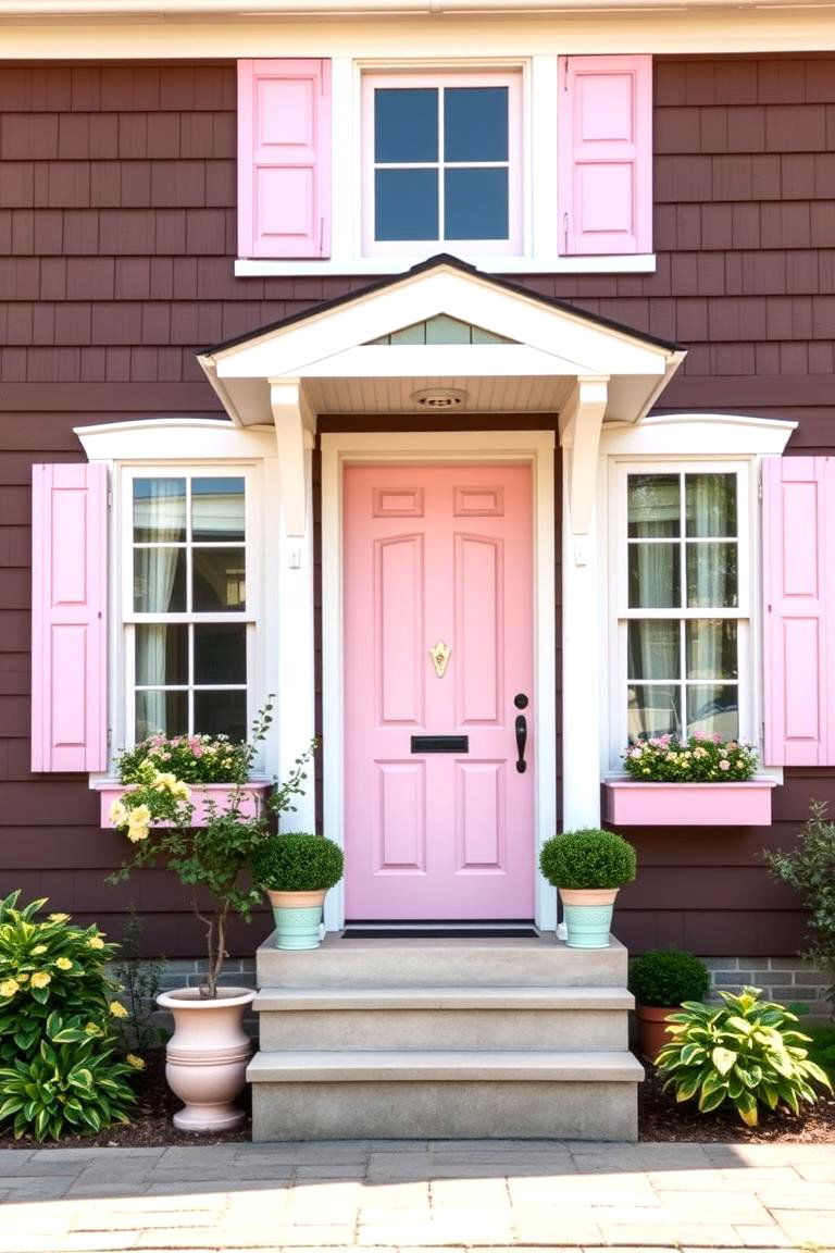Soft Chocolate Brown with Pastel Accents - 25 Chocolate Brown House Exterior Design Ideas