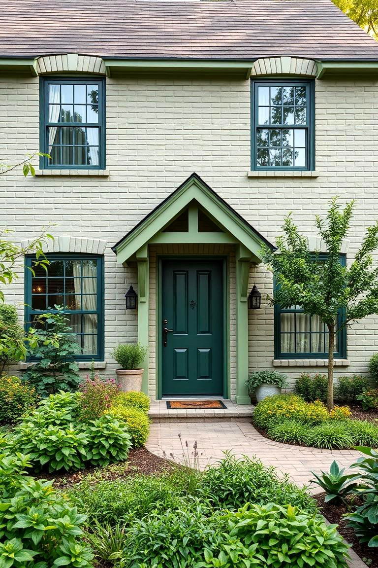Soft Fern Green for a Harmonious Nature Inspired Look - 25 Green Brick Exterior Home Ideas