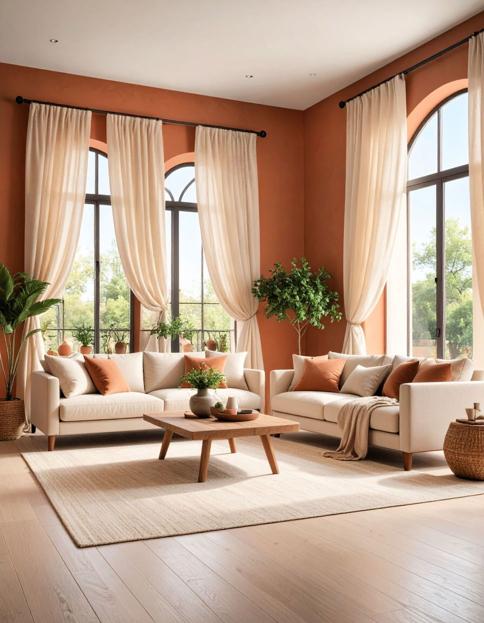 Soft Flowing Curtains Tuscan Living Room Ideas