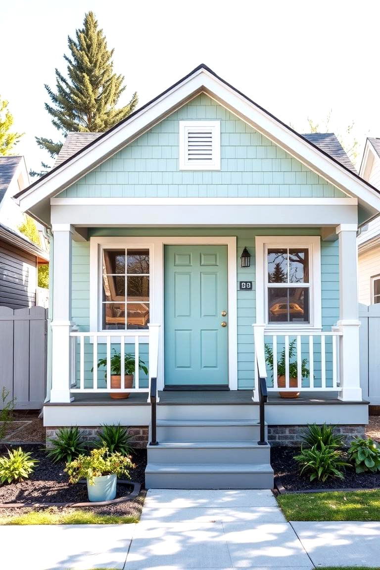 Soft Gray and Mint Green - 25 Exterior Color Palettes for Small Homes