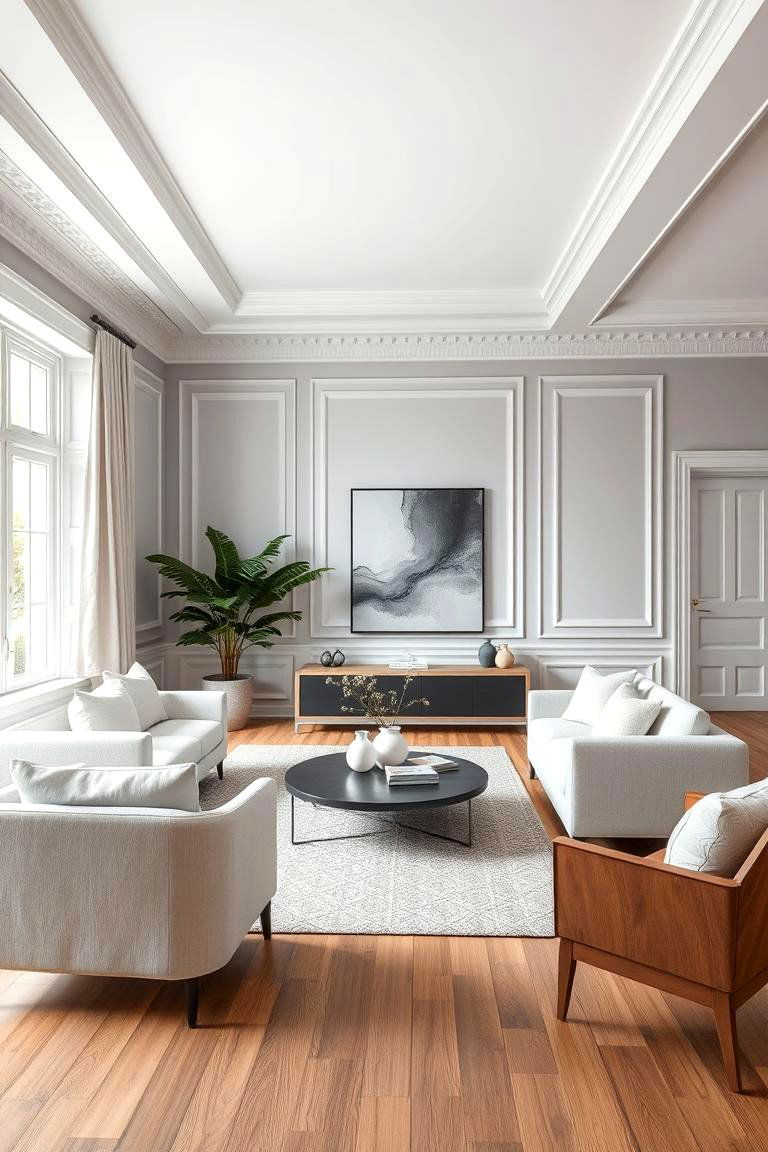 Soft Grey and White for Understated Modernity - 25 Two Colour Combination for Living Room