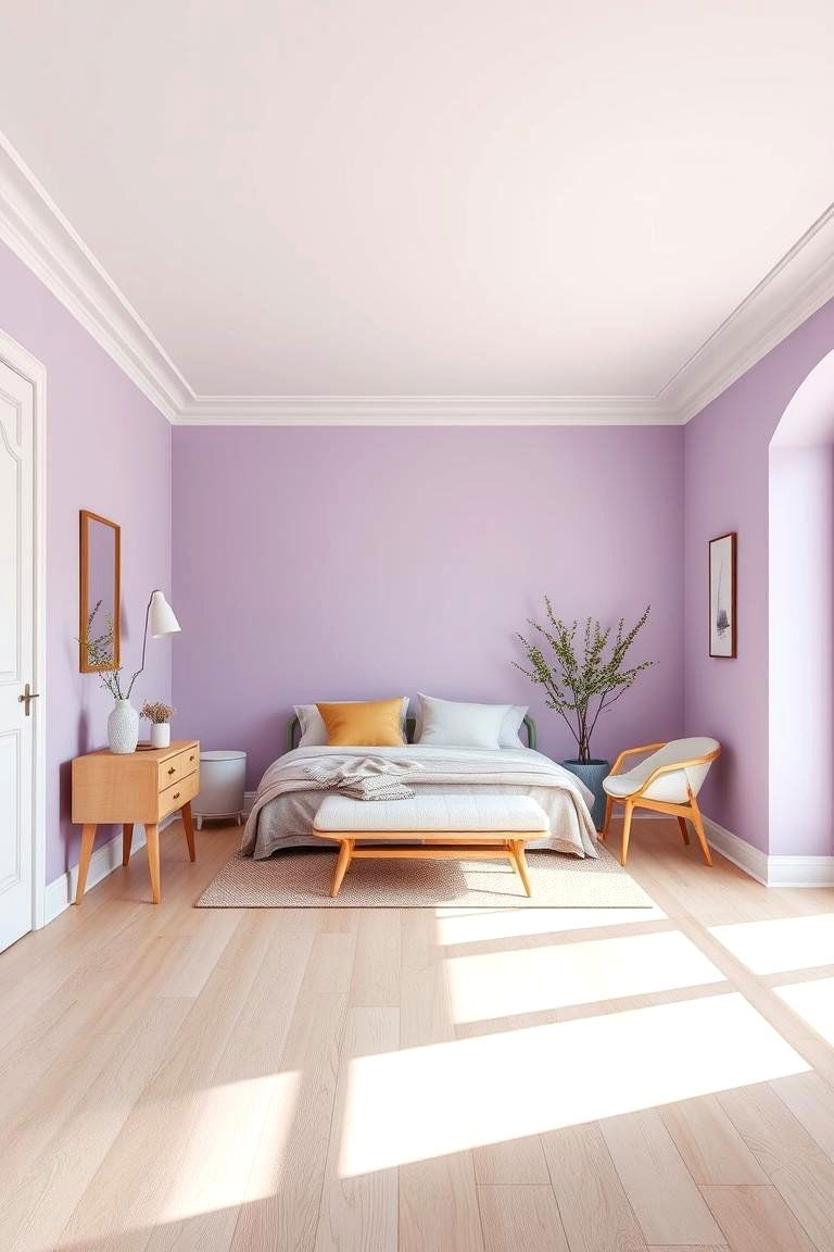 Soft Lavender Walls with Light Wood Floors - 25 Floor and Wall Color Ideas