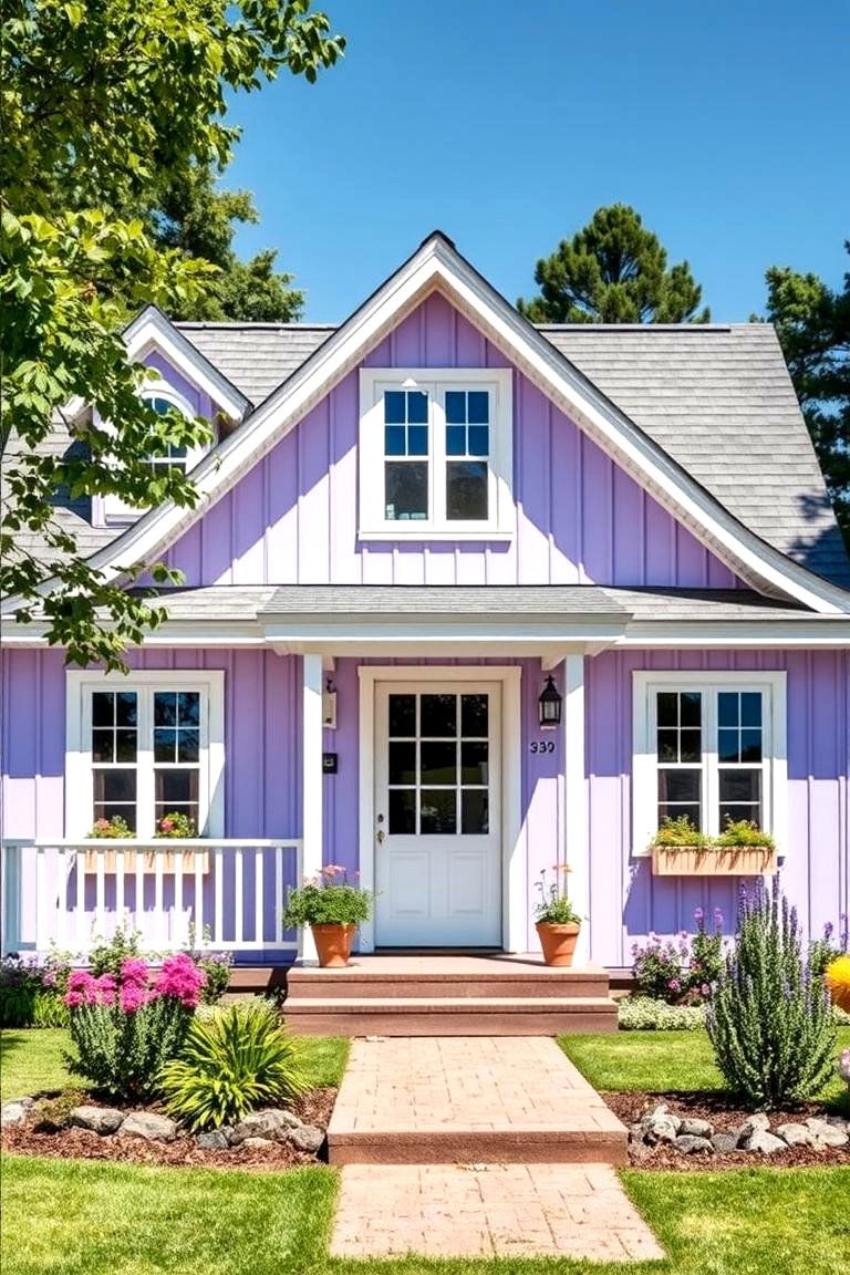 Soft Lavender for Unique Charm - 25 Lake House Exterior Colors Ideas