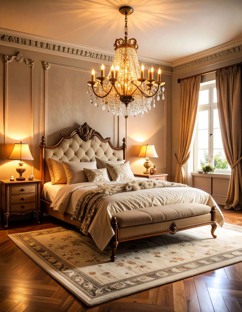 Soft Lighting with Chandeliers Victorian Bedroom Ideas