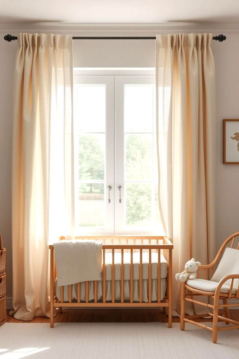 Soft Linen Curtains for a Light and Airy Feel - 25 Farmhouse Nursery Ideas