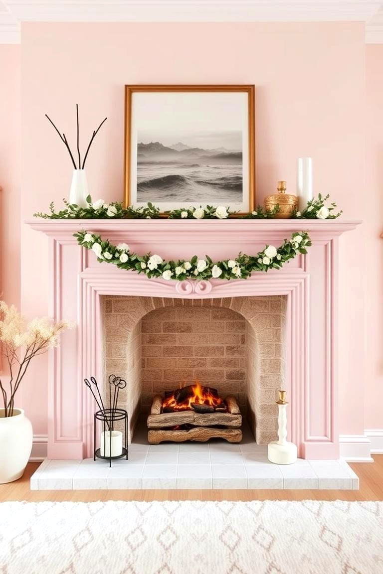 Soft Pastel Pink for a Sweet Cozy Touch - 25 Fireplace Paint Ideas