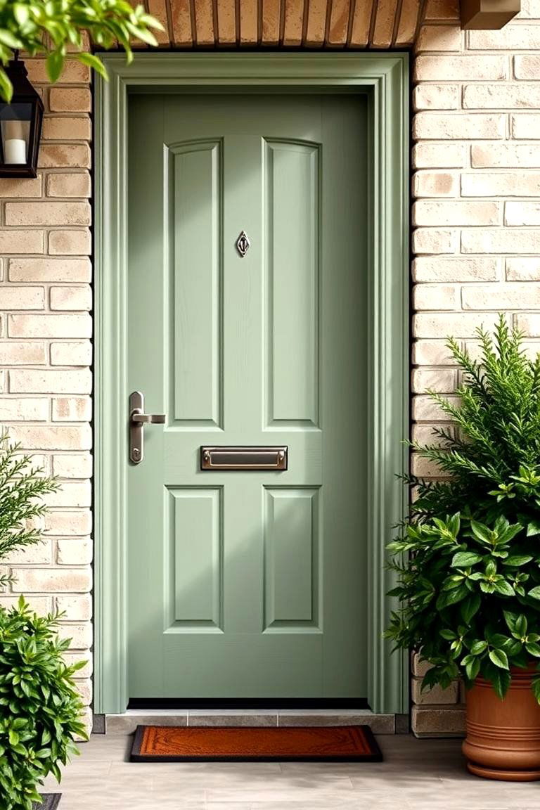 Soft Sage Green for a Calming Vibe - 25 Green Front Door Ideas