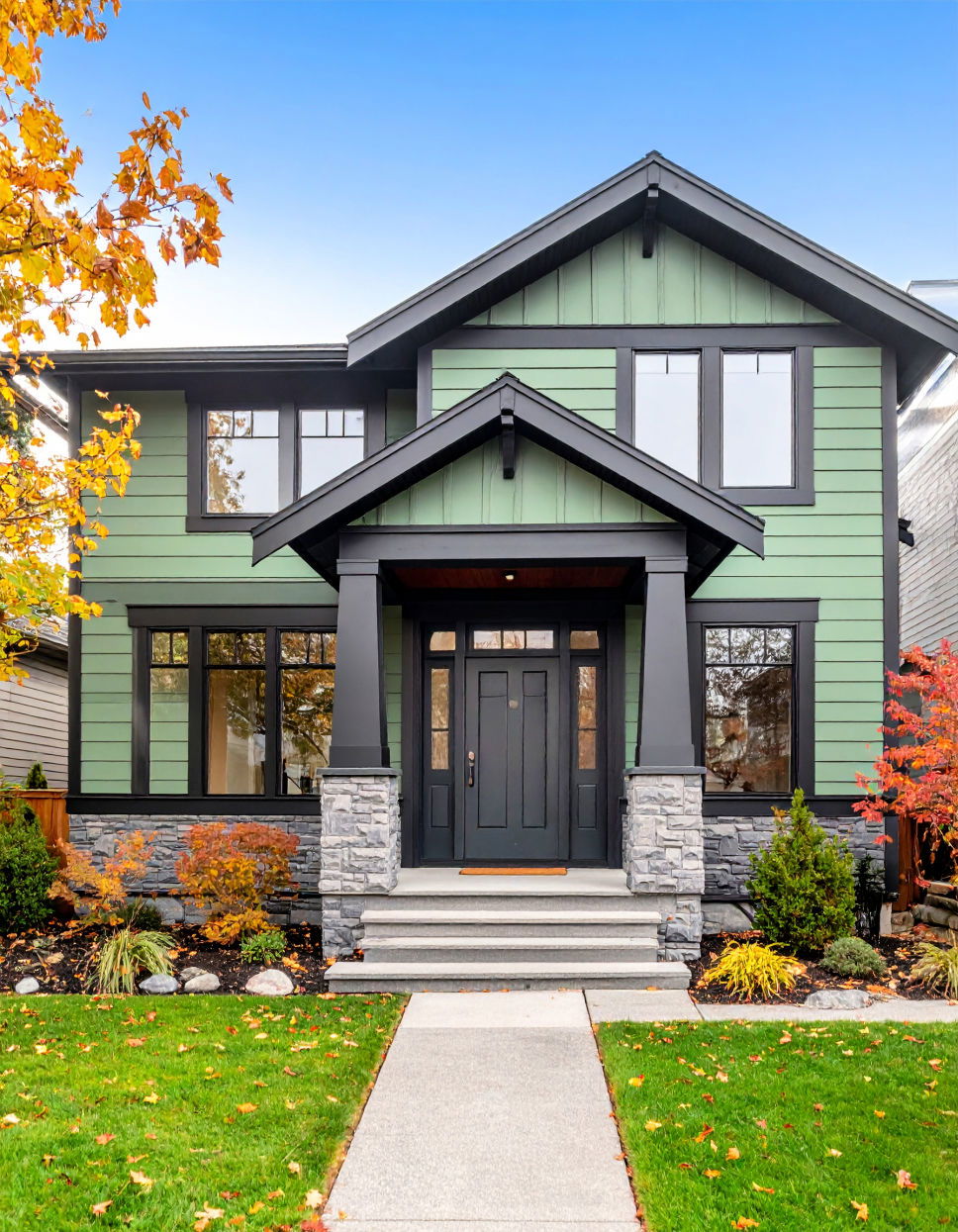 Soft Sage Green with Black Accents