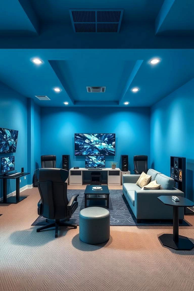 Soothing Blue for a Calm Focused Environment - 25 Game Room Paint Ideas