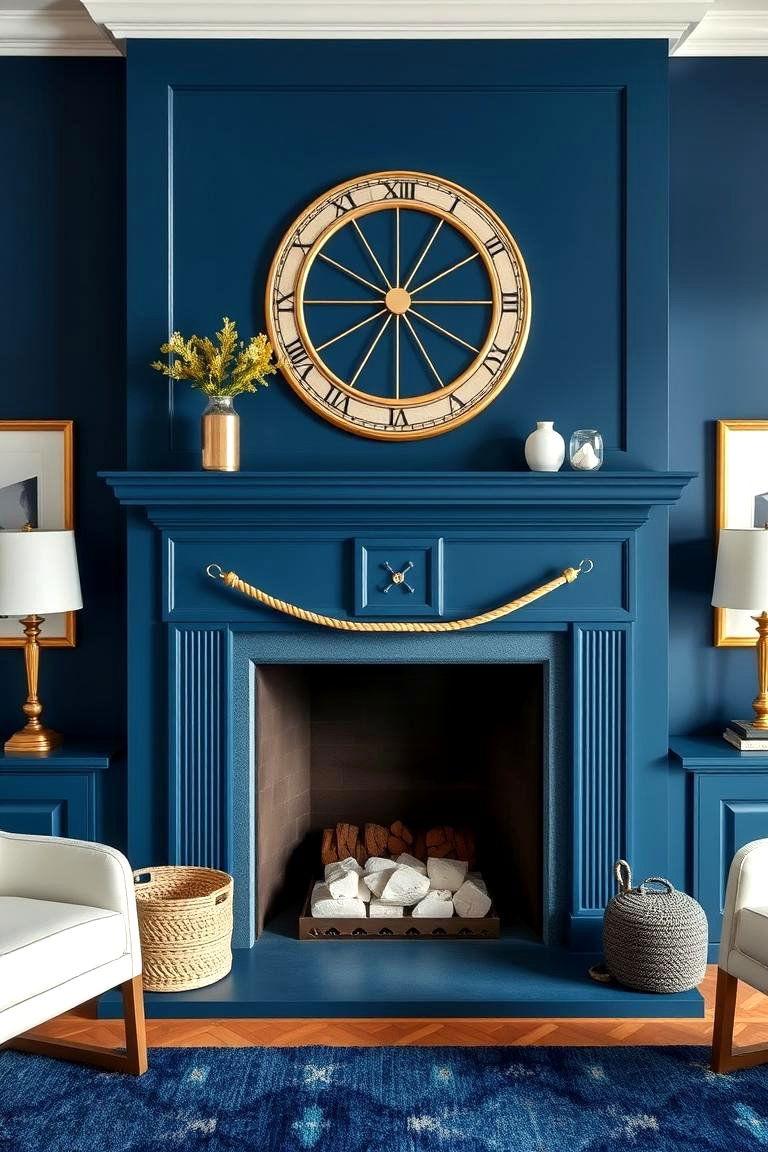 Soothing Navy Blue for a Bold Statement - 25 Fireplace Paint Ideas