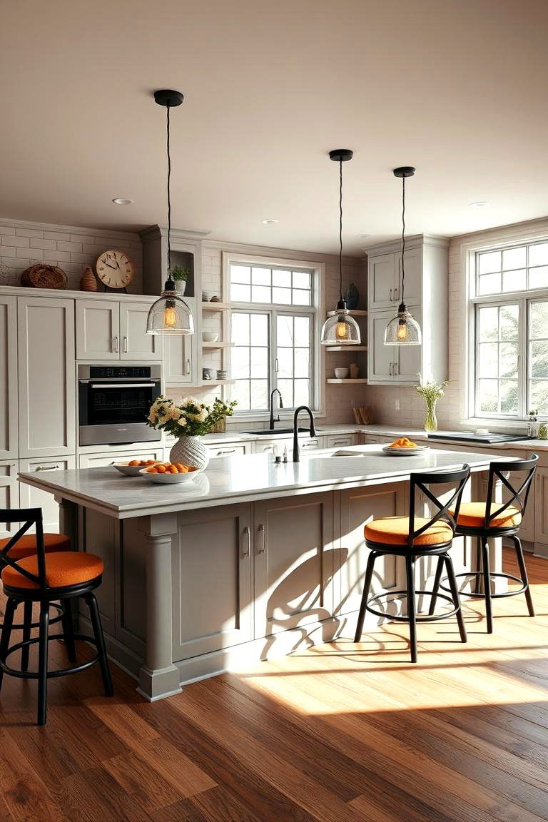 Spacious Island with Seating - 25 Farmhouse Kitchen Island Ideas