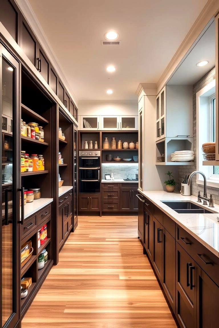 Spacious Walk In Pantry - 25 Transitional Kitchen Ideas