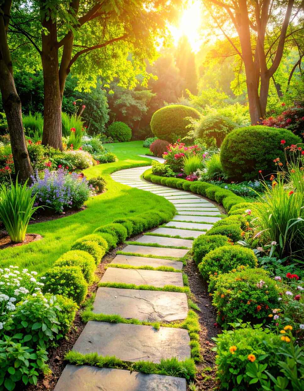 Spiral Garden Pathway with Ground Cover
