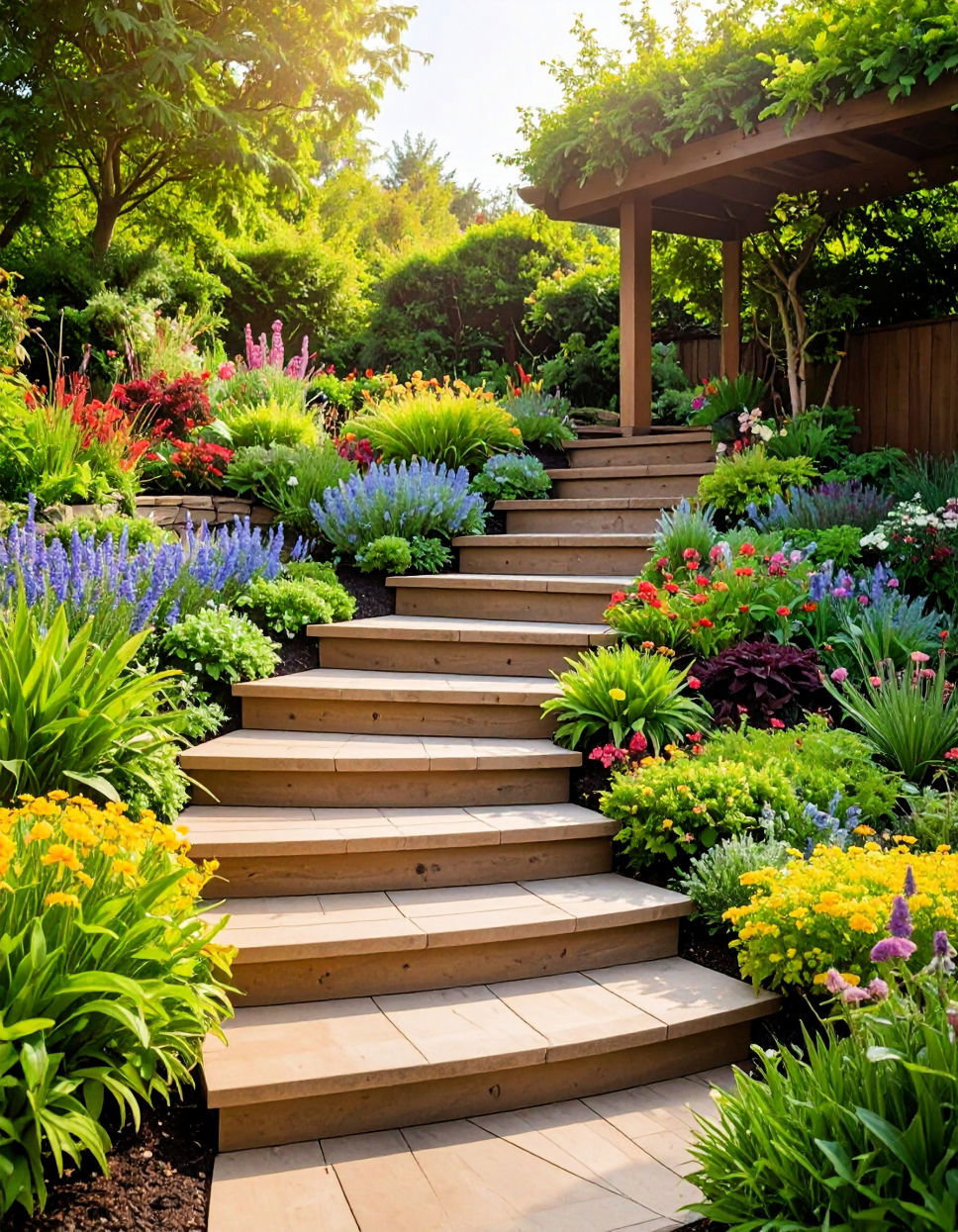 Spiral Garden with Steps for Layered Design