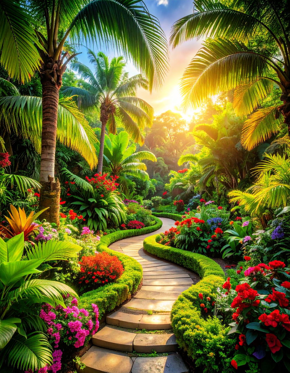 Spiral Garden with Tropical Plants