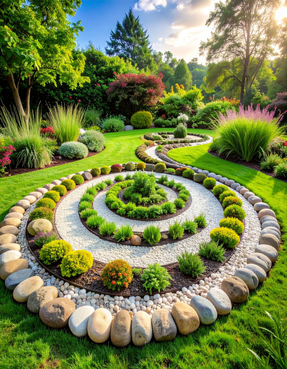 Spiral Herb Spiral Garden with Decorative Stones