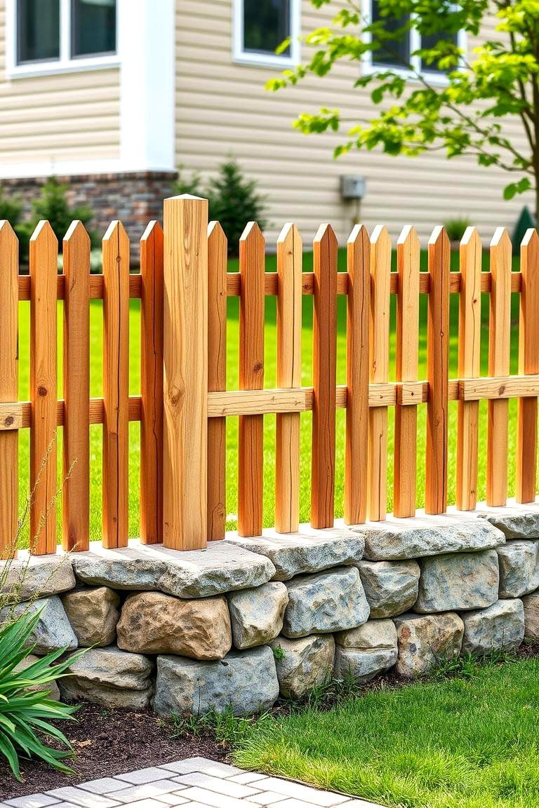 Split Rail Fence with Mixed Materials - 25 Split Rail Fence Ideas