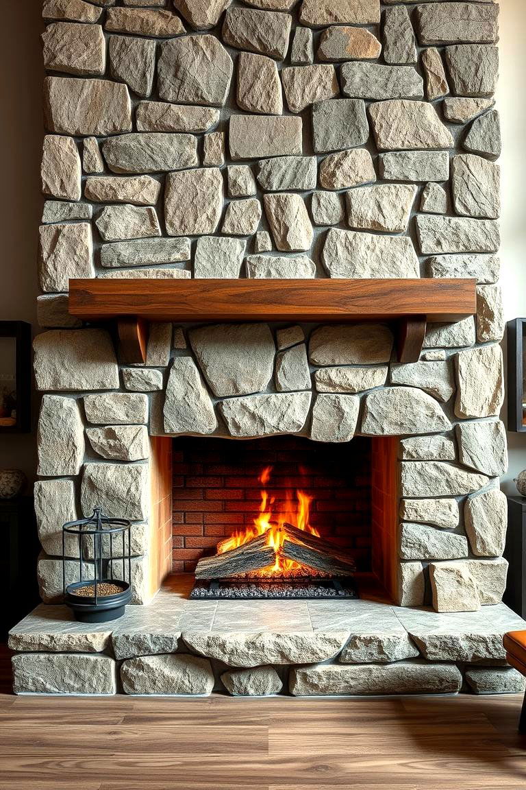 Split face Stone for a Textured Finish - 25 Floor to Ceiling Stone Fireplace Ideas