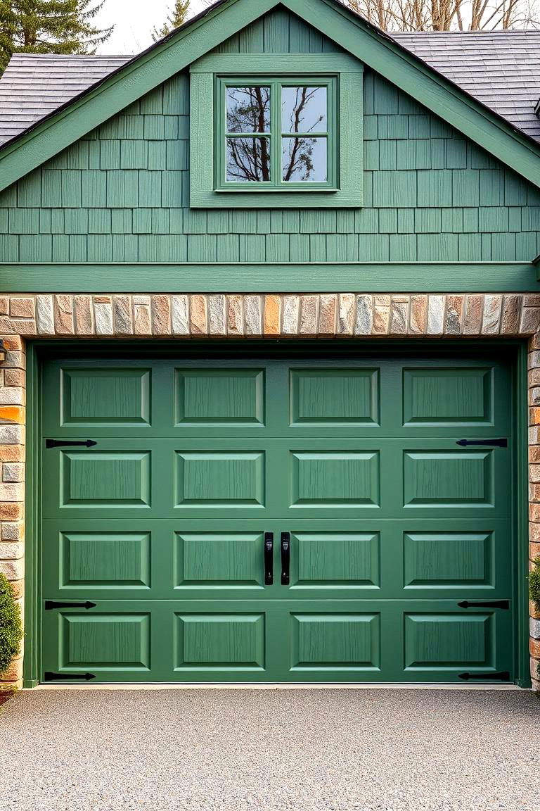 Spruce Green for a Fresh Evergreen Appeal - 25 Green Garage Door Ideas
