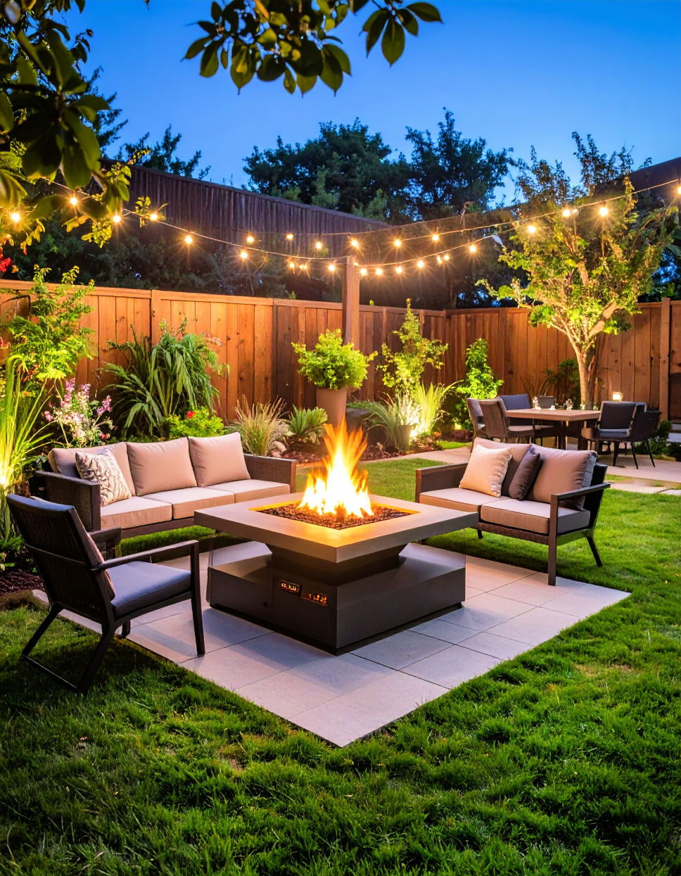 Square Fire Pit with Built In Grill