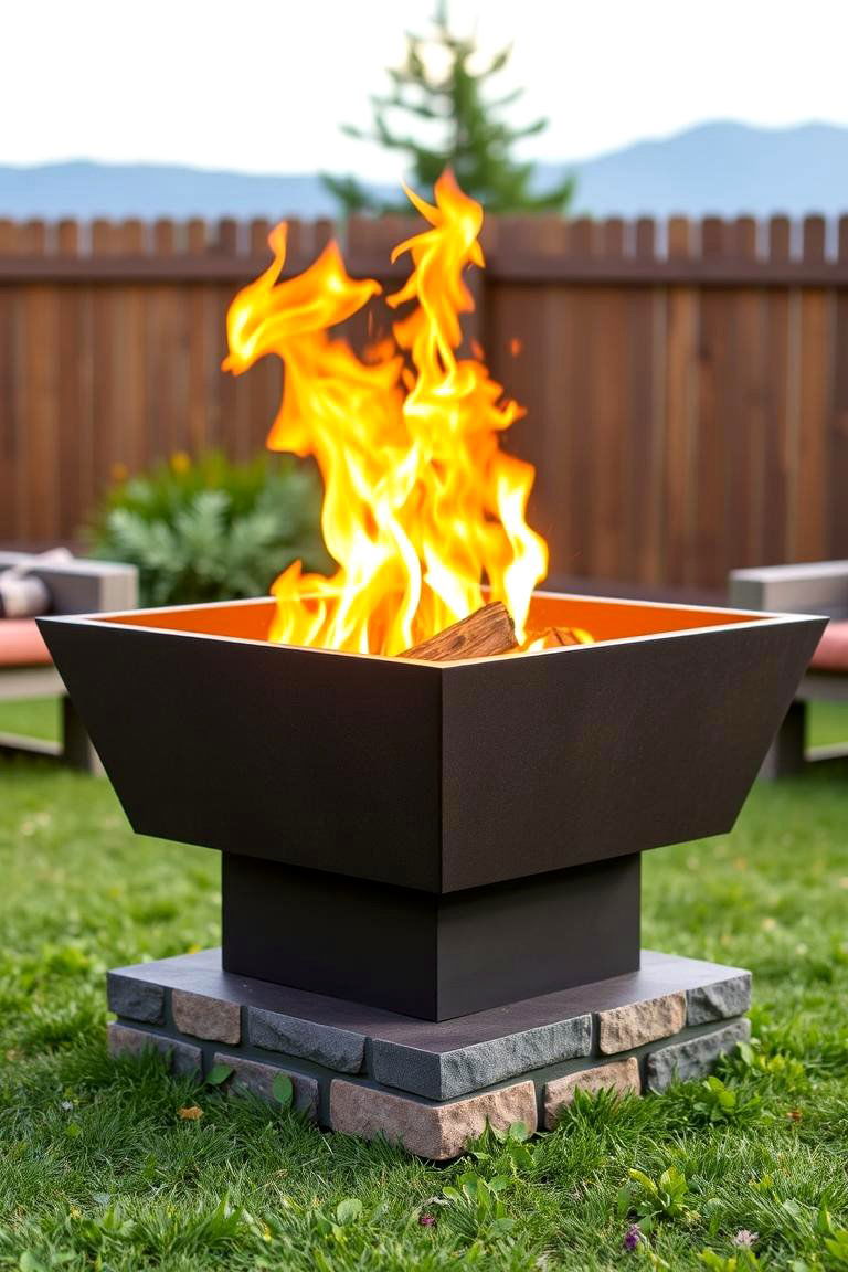 Square Fire Pit with Elevated Base - 25 Square Fire Pit Ideas