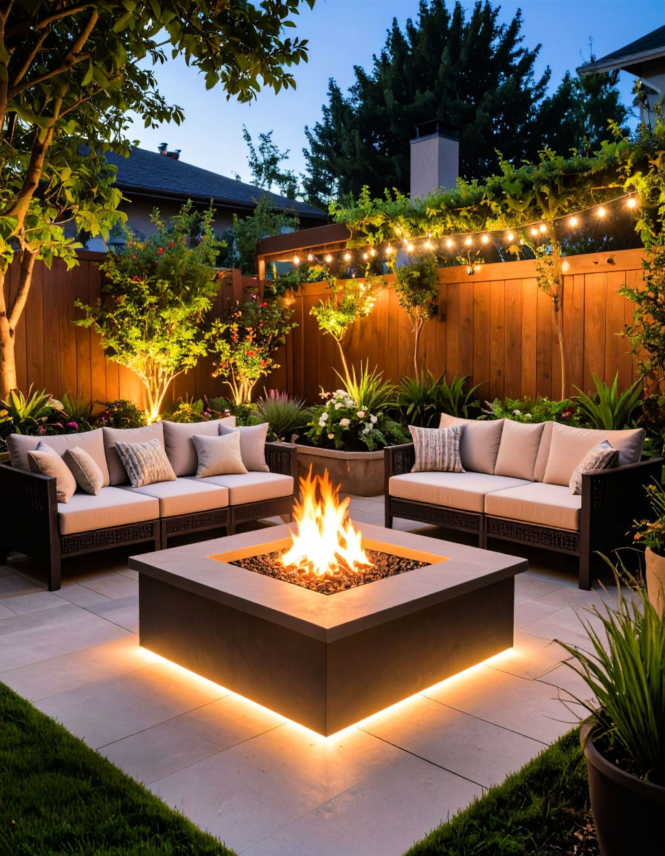 Square Fire Pit with Recessed Base