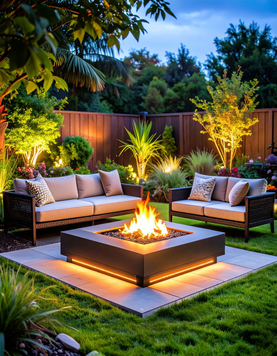 Square Fire Pit with a Customizable Base