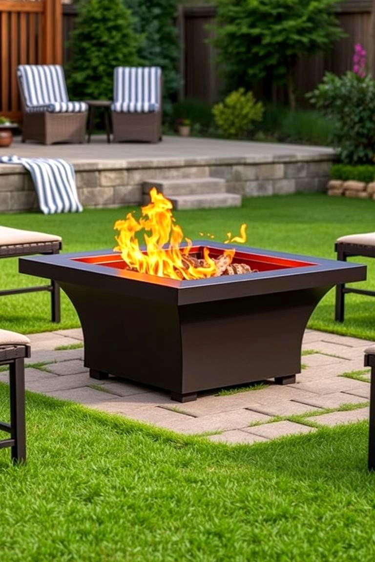 Square Fire Pit with a Rotating Feature - 25 Square Fire Pit Ideas