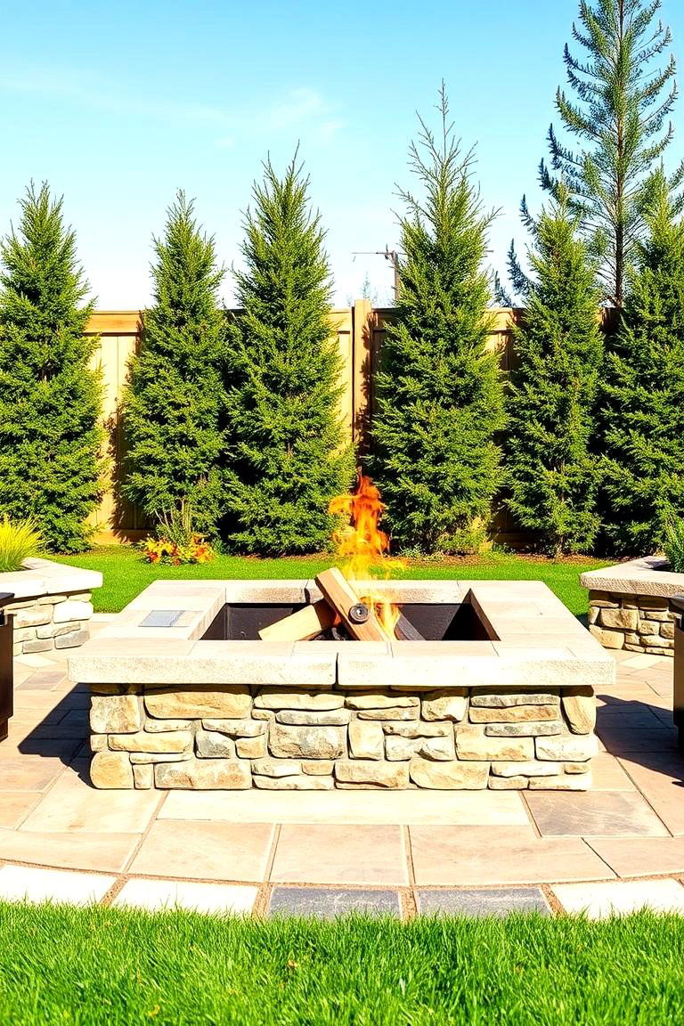 Square Fire Pit with a Stone Border - 25 Square Fire Pit Ideas