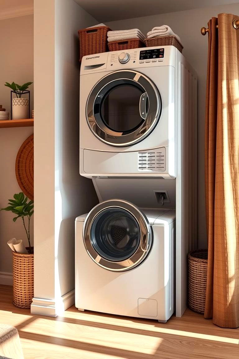 Stackable Laundry in an Unused Corner - 25 Stackable Laundry Room Ideas