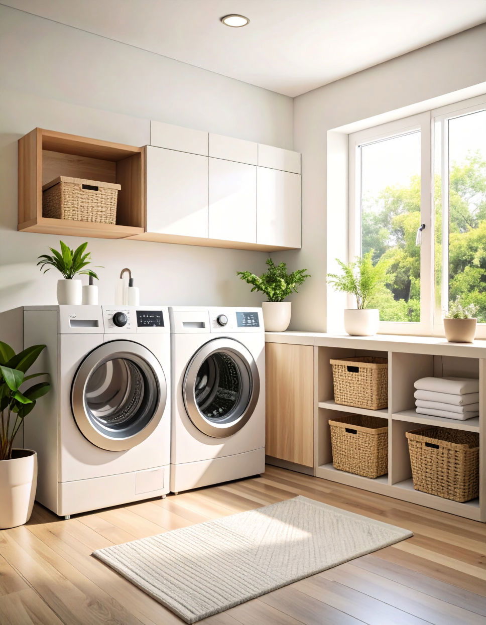 Stackable Laundry with Sliding Baskets