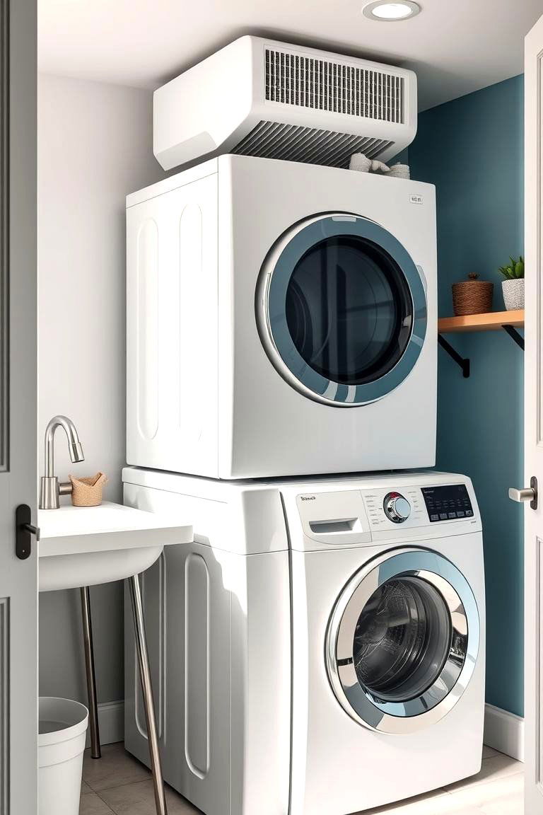 Stackable Laundry with a Ventilation System - 25 Stackable Laundry Room Ideas