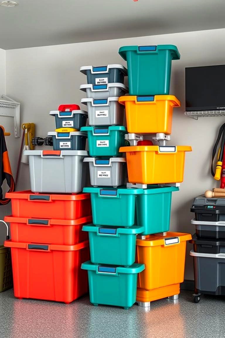 Stackable Storage Bins for Customizable Organization - 25 Garage Shelving Ideas