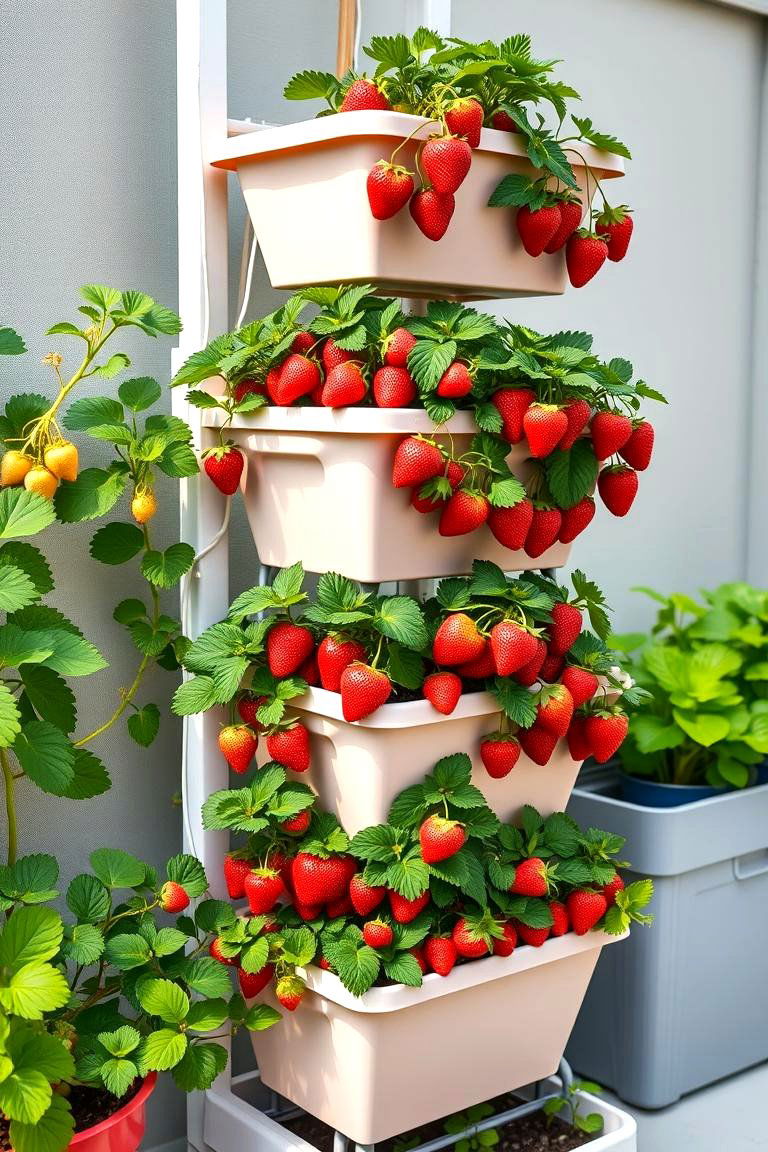 Stackable Strawberry Planters for Vertical Gardens - 25 Strawberry Planter Ideas