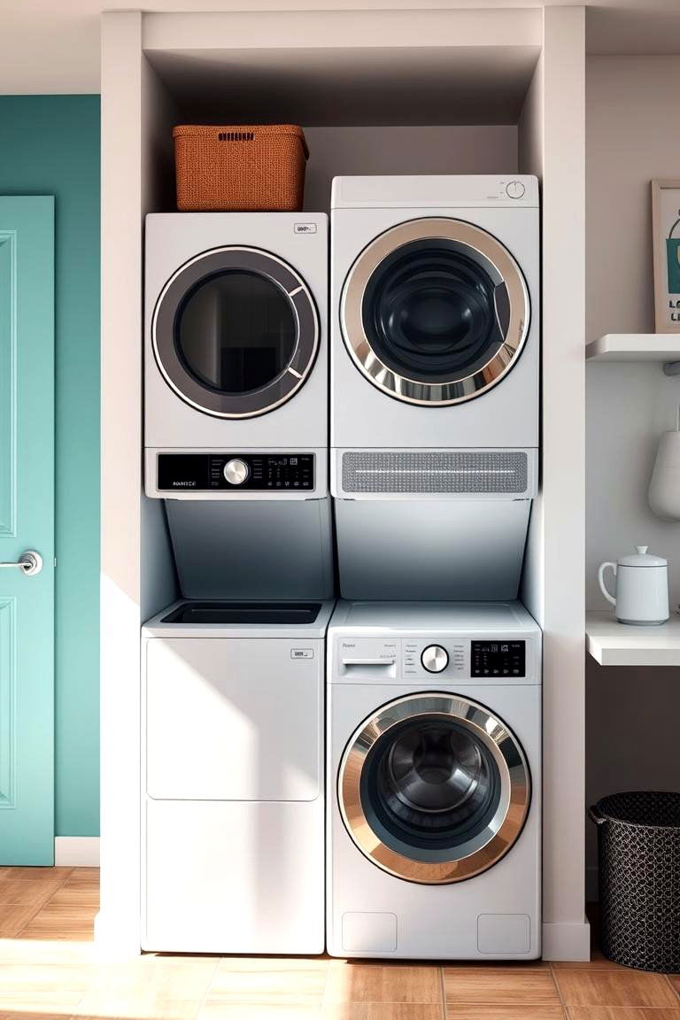 Stackable Units with Smart Features - 25 Stackable Laundry Room Ideas