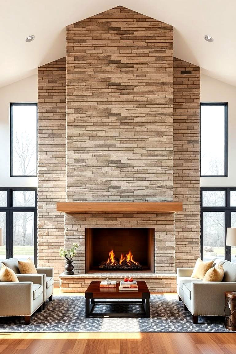 Stacked Stone for a Bold Statement - 25 Floor to Ceiling Stone Fireplace Ideas