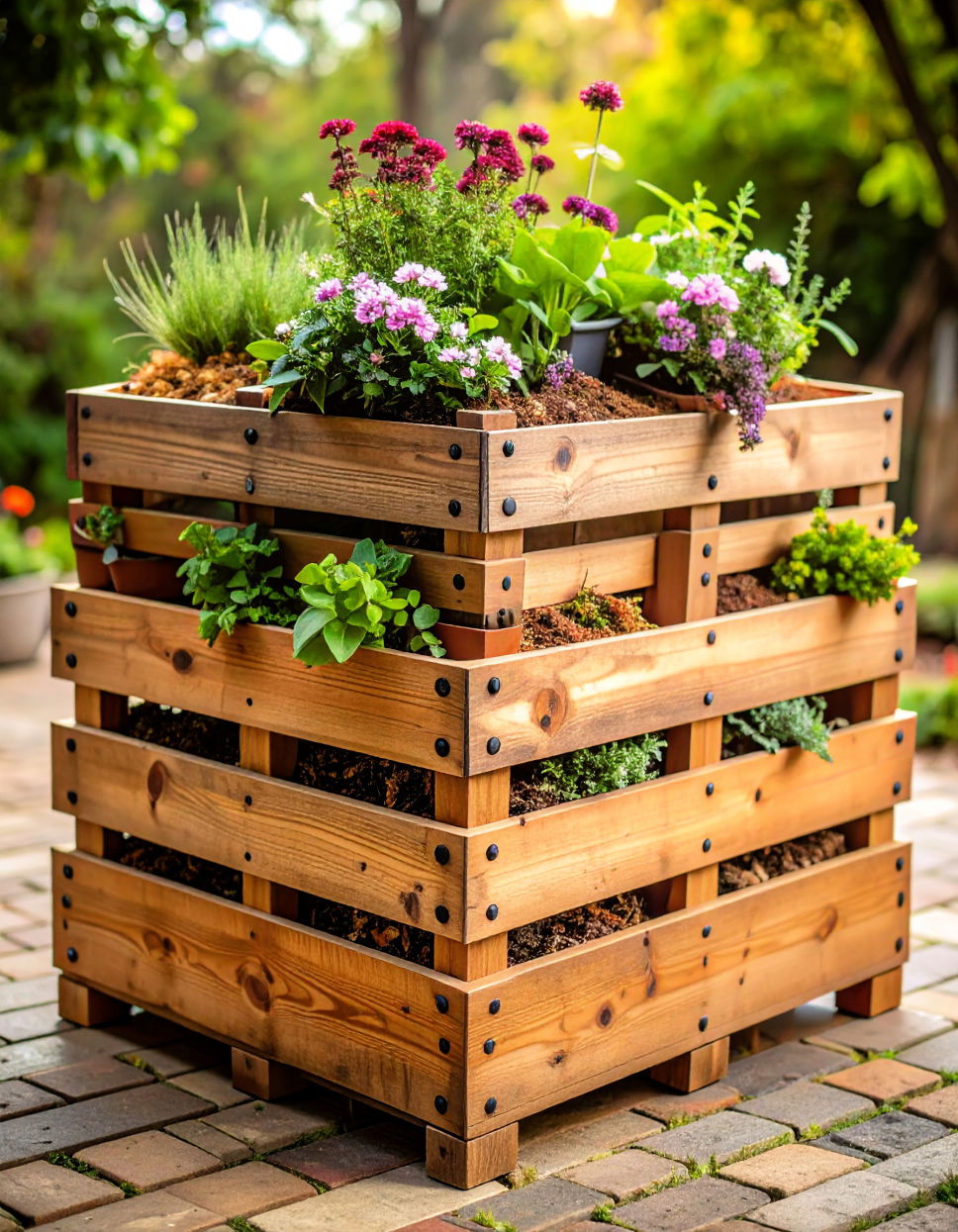 Stacked Wine Crate Planters