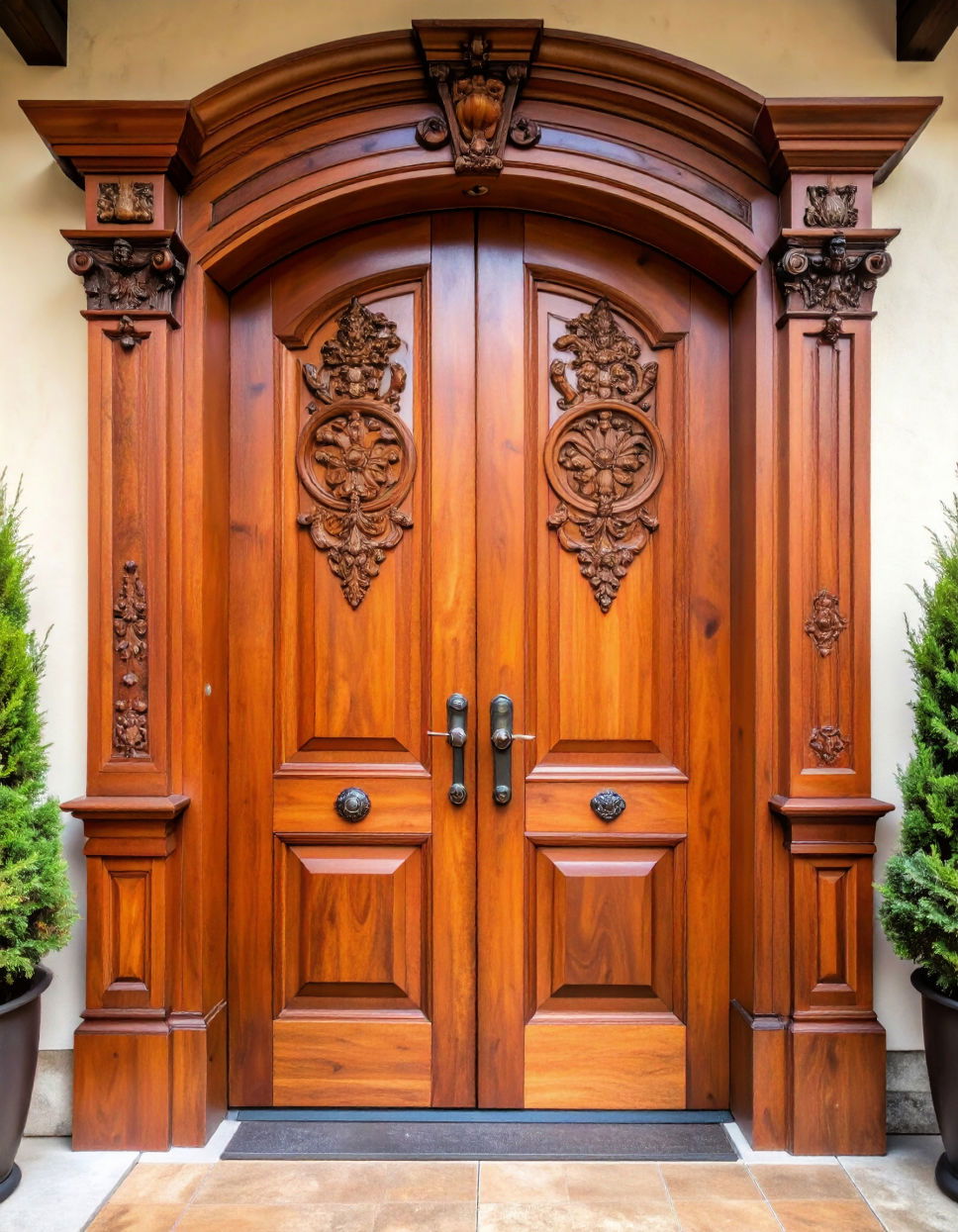 Stained Doors with Carved Wood Panels for Custom Character