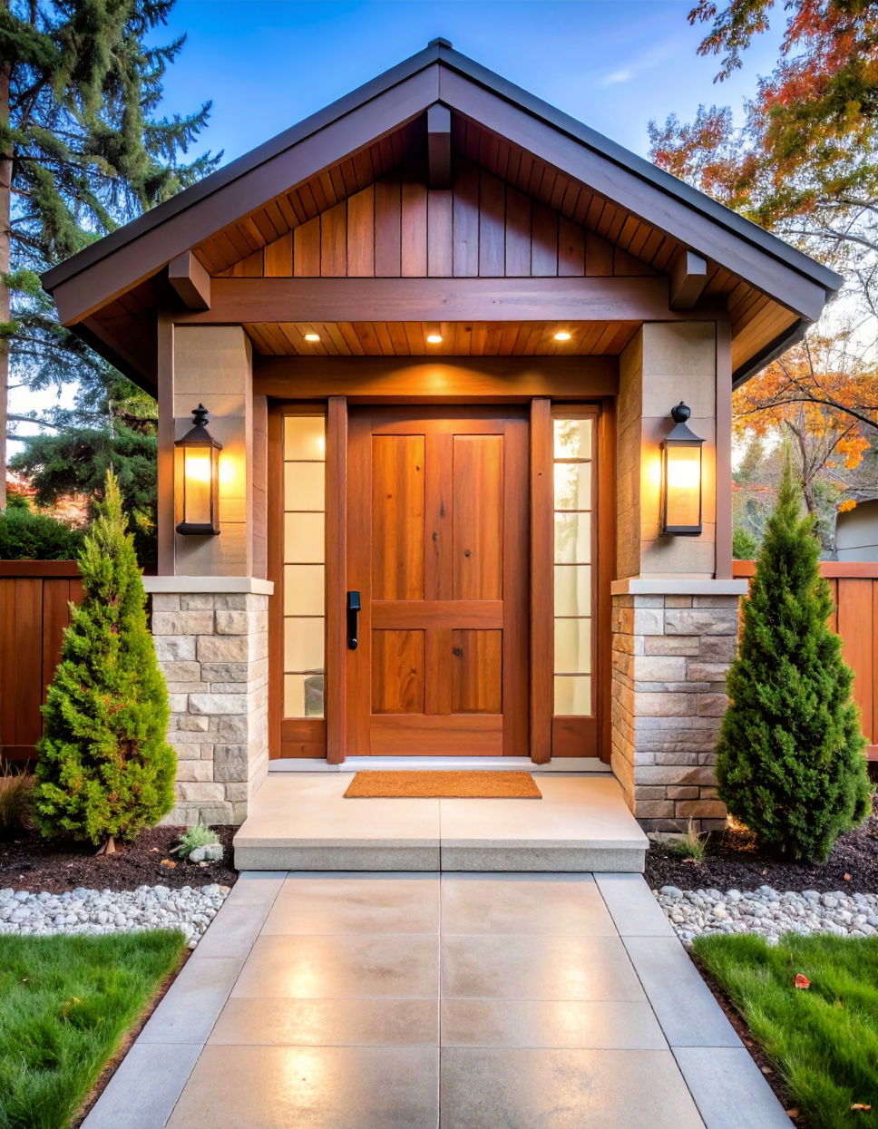 Stained Doors with Frosted Glass Inserts for Privacy and Light