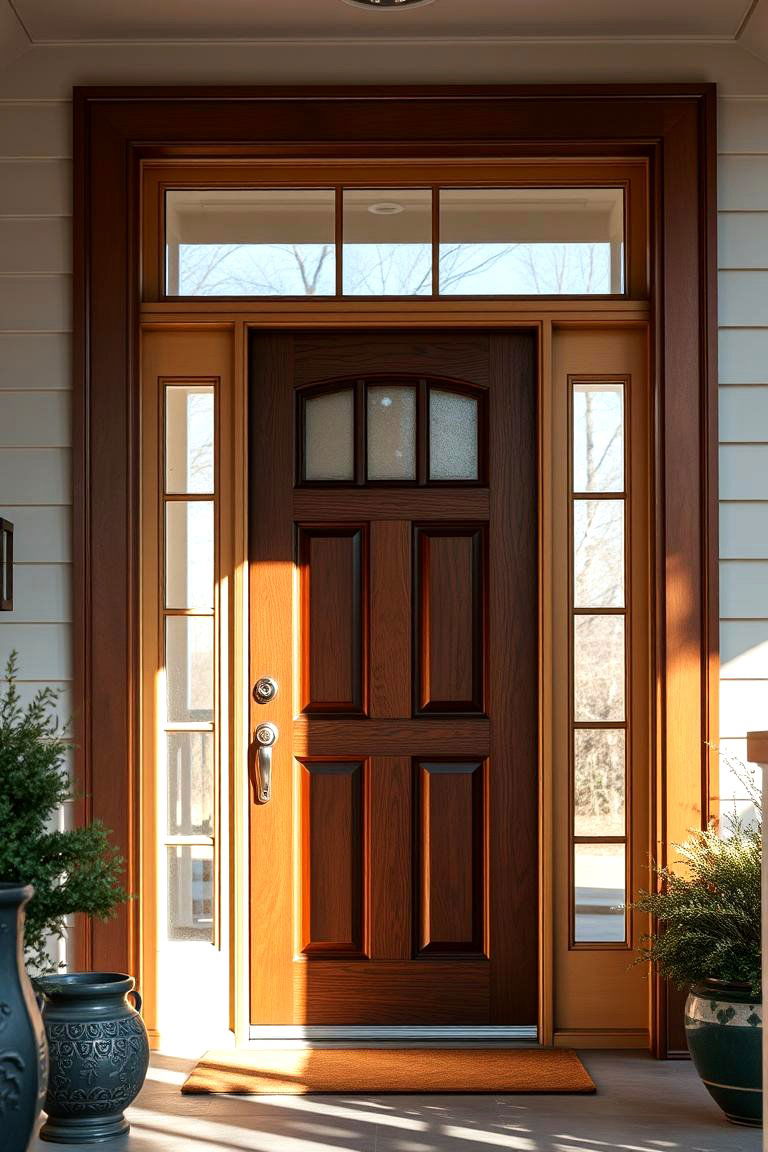 Stained Doors with Side Lights for Enhanced Brightness - 25 Stained Front Door Ideas
